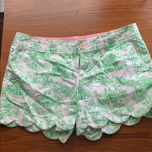 Lilly Pulitzer Scalloped Green Shorts